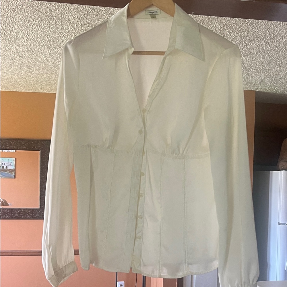 Agora Cream Button-Up Blouse